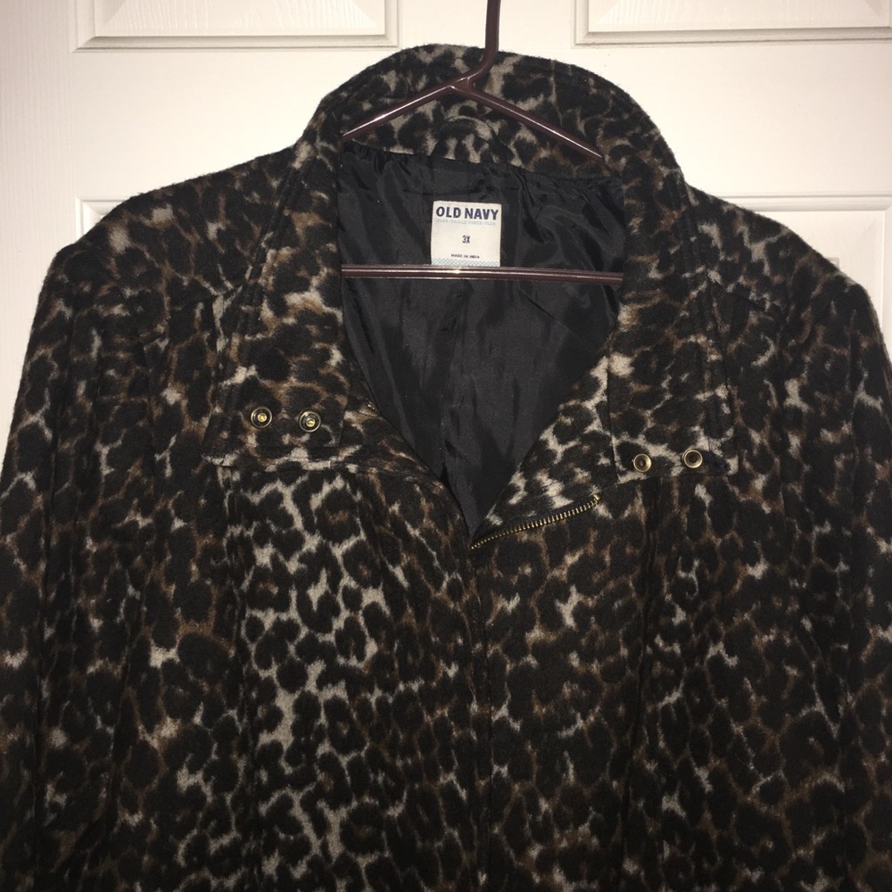 Old Navy Leopard Print Pea Coat - Picture 3 of 3
